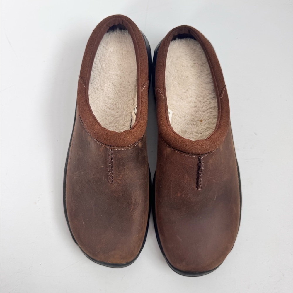 NWOT Merrell Encore Mule Brown Leather Lined Casual Slide Mens Slip-On Shoes 9 - Picture 3 of 7
